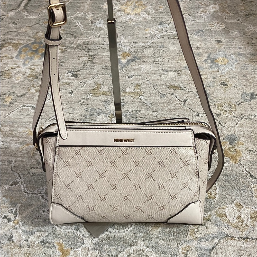 Nine West Beige Crossbody Bag with Patterned Design
